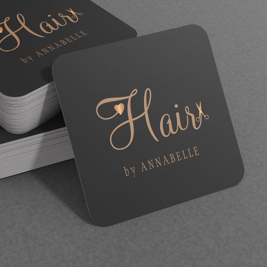 QRコードヘアスタイリストプロフェッショナル金ゴールド黒 スクエア名刺