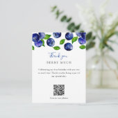 QRコードベリーファースト誕生日ブルーベリーサンキュー ポストカード (スタンド正面)