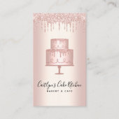 QRコードベーカリーケーキバラ金ゴールドグリッタードリップデザート 名刺 (正面)