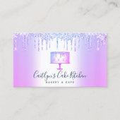 QRコードベーカリーケーキパープルグリッタードリップデザート 名刺 (正面)