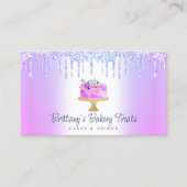 QRコードベーカリーパープルケーキグリッタードリップデザート 名刺 (正面)