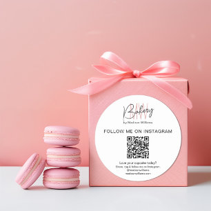 QRコードベーカリーモノグラムロゴビジネスステッカー ラウンドシール