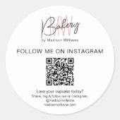 QRコードベーカリーモノグラムロゴビジネスステッカー ラウンドシール (正面)