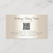 QRコードベーカリー赤面ピンクケーキグリッタードリップス金ゴールド 名刺 (裏面)