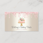 QRコードベーカリー赤面ピンクケーキグリッタードリップス金ゴールド 名刺 (正面)