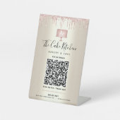 QRコードペイヒースピンクケーキベーカリーグリッター金ゴールド 台座サイン (正面)