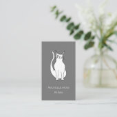 QRコードペットシッターかわいいウィンキングキャットグレー 名刺 (スタンド正面)