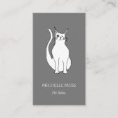 QRコードペットシッターかわいいウィンキングキャットグレー 名刺 (正面)