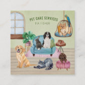 QRコードペットシッター犬グルーミングサイト スクエア名刺 (正面)