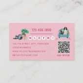 QRコードペット座って、犬の歩く、グルーミング 名刺 (裏面)