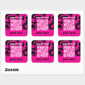 QRコードホットピンクブラックとホワイトブライトモダン スクエアシール (シート)