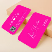 QRコードホットピンクモダン美しいインフルエンサー 名刺