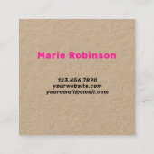 QRコードホットピンクレトロGroovyクラフト スクエア名刺 (裏面)