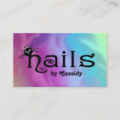 Qrコードホログラフィックアワリー黒猫おもしろい爪、 ネイル 名刺 (正面)