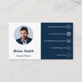 QRコードホワイトおよびブルーファイナンシャルプランナー 名刺 (正面)