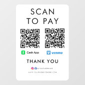 QRコードホワイトを支払うために現金アプリVenmoスキャンありがとう ウィンドウサイン (シート)