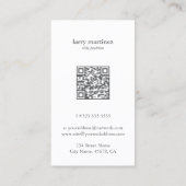 QRコードホワイトグレーミニマルヘア 名刺 (裏面)