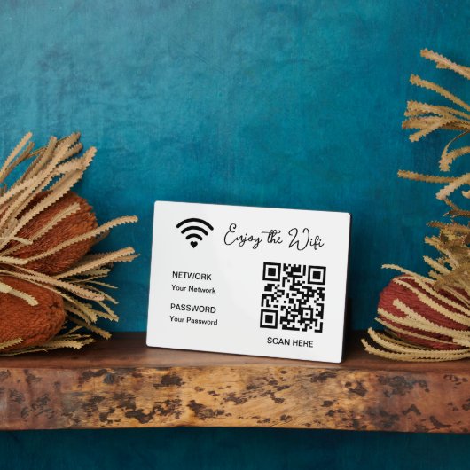 QRコードホワイトザ楽しむWifiテーブルトッププレート フォトプラーク (側面)