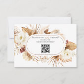 QRコードホワイトフラワーパンパスグラス誕生日返信 出欠カード (正面)