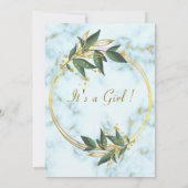 QRコードホワイトマーブルベビーガールシャワー招待状 ノートカード (裏面)