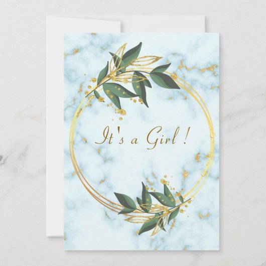 QRコードホワイトマーブルベビーガールシャワー招待状 ノートカード (裏面)