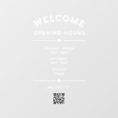 QRコードホワイト付きビジネスへようこそ営業時間 ウィンドウサイン (シート)