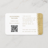 QRコードホワイト金ゴールドブラシエレガントプロフェッショナル 名刺 (裏面)