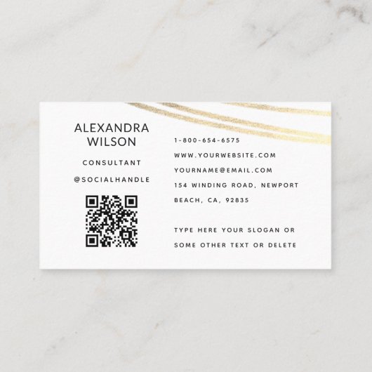QRコードホワイト金ゴールド署名シンプルプロフェッショナル 名刺 (裏面)