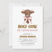 QRコードホーリーカウウェスタン女性のカーボーイブライダルシャワー 招待状 (正面)