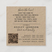 QRコードボタニカルクラフトとブラック紹介カード スクエア名刺 (裏面)