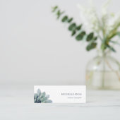 QRコードボタニカルグリーンリーネイビーブルーホワイト スキニー名刺 (スタンド正面)