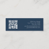 QRコードボタニカルグリーンリーネイビーブルーホワイト スキニー名刺 (裏面)