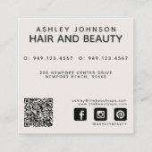 QRコードボタニカル赤面ブラックスクリプト名スクエア スクエア名刺 (裏面)