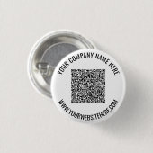 QRコードボタンとカスタム文字 – お使いの色 缶バッジ (正面&裏面)