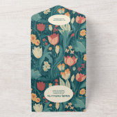 QRコードボホシックレトロカラフルフローラ結婚 オールインワン招待状 (外側)