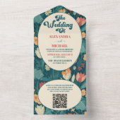 QRコードボホシックレトロカラフルフローラ結婚 オールインワン招待状 (内側)