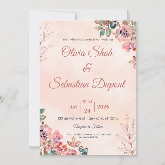 QRコードボホフローラ結婚式招待状 招待状 (正面)