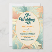 QRコードボホレトロカラフルフローラ結婚 招待状 (正面)