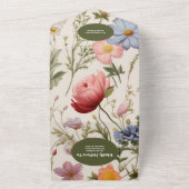 QRコードボホワイルドフラワーボタニカル結婚ズ オールインワン招待状 (外側)