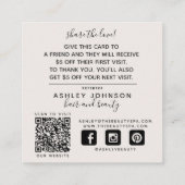 QRコードボモダンタニカル赤面ブラック紹介カード スクエア名刺 (裏面)