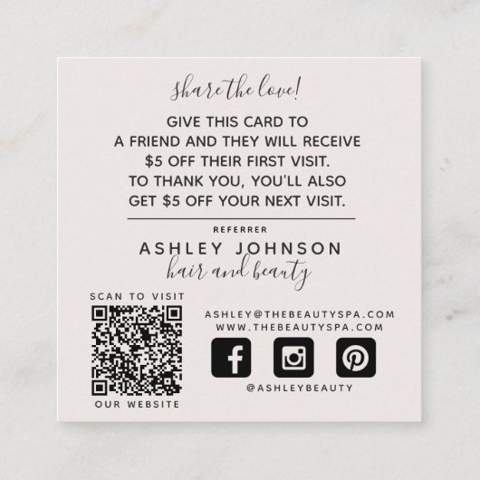 QRコードボモダンタニカル赤面ブラック紹介カード スクエア名刺 (裏面)