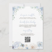 QRコードボーイブルーベビーイン開花ベビーシャワー 招待状 (裏面)