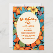 QRコードボーホセブンレトロフローラ結婚 招待状 (正面)