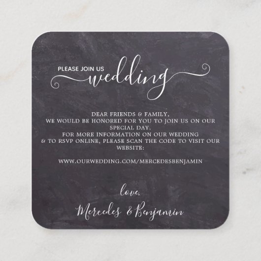 QRコードボ素朴タニカル結婚式招待状 エンクロージャーカード (裏面)