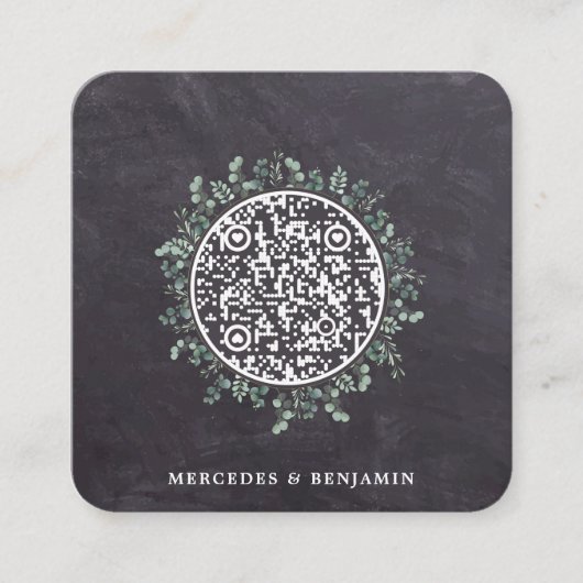 QRコードボ素朴タニカル結婚式招待状 エンクロージャーカード (正面)