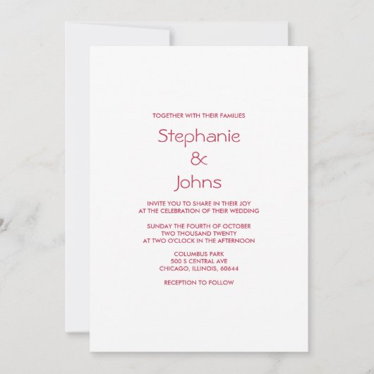 Qrコードマゼンダミニマルラ明カラフル結婚色 招待状 (正面)