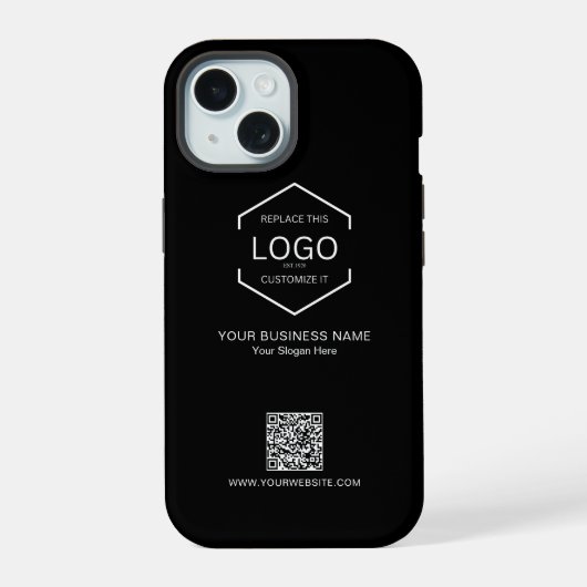 QRコードマーケティング会社ロゴ ブラック iPhone 15ケース (裏面)