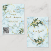 QRコードマーブル金ゴールドベビーガールシャワー招待状 ノートカード (正面/裏面)