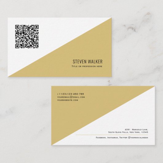 QRコードミニマモダンリストクリーンプロフェッショナルバス 名刺 (正面/裏面)