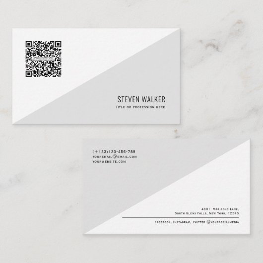 QRコードミニマモダンリストクリーンプロフェッショナルバス 名刺 (正面/裏面)